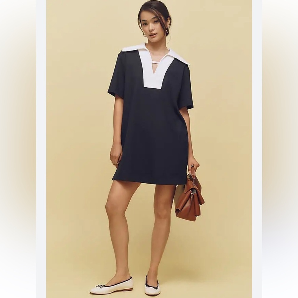 Aligne Natty mini navy and white collar dress